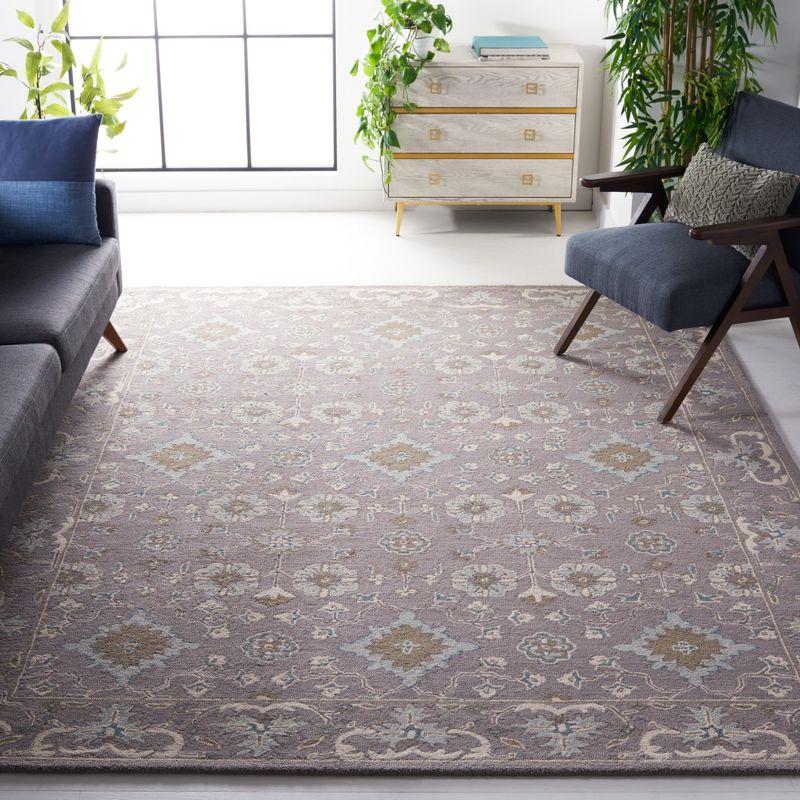 Gray Floral Hand-Tufted Wool 8' x 10' Area Rug