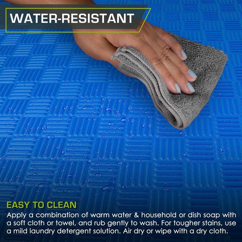 ProsourceFit Checkered Puzzle Exercise Mat 1/2-in, Blue, 24 Sq Ft - 6 Tiles