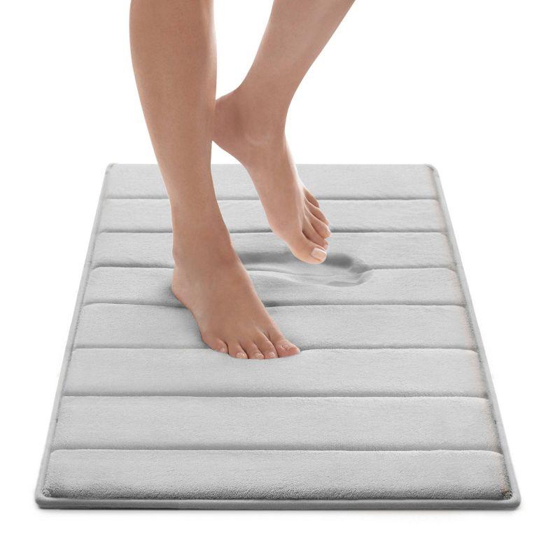 17"x24" Quick Dry Memory Foam Luxury CoreTex Bath Rug Rug Runner Light Gray - Microdry