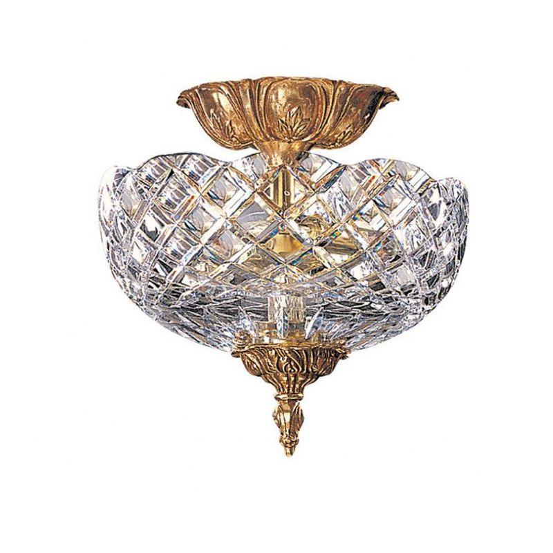 Olde Brass Crystal 2-Light Flush Mount Ceiling Fixture