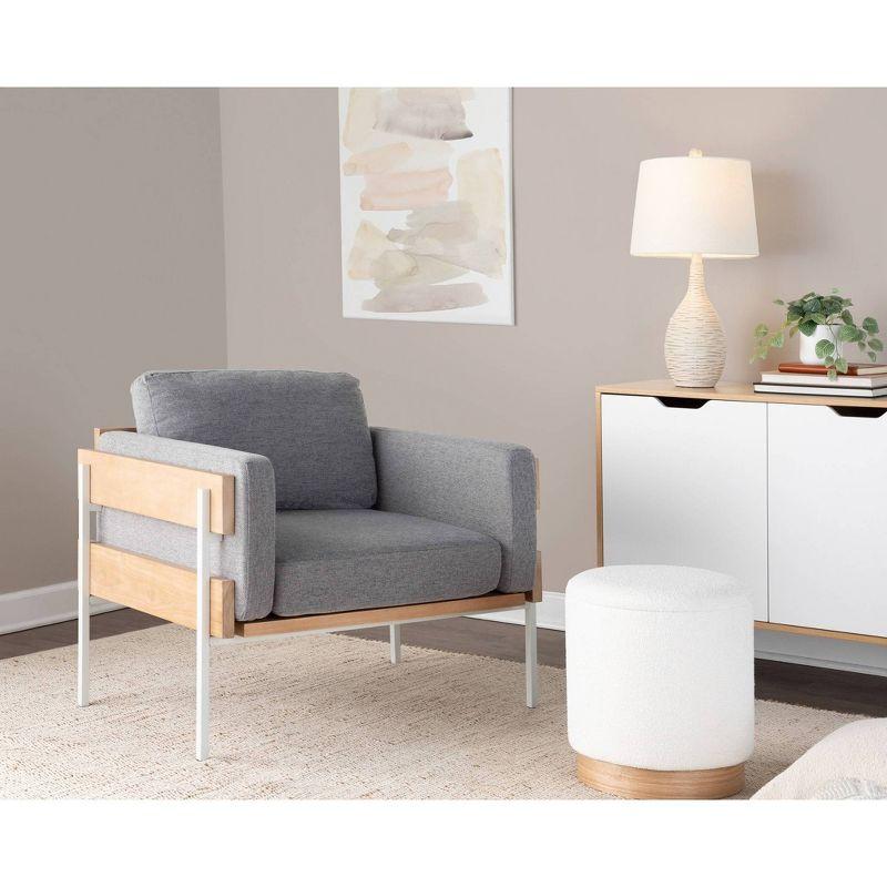 Kari Accent Chair White/Natural/Light Gray - LumiSource: Upholstered, Metal Frame, Removable Cushions