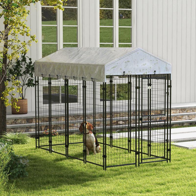 72'' H Galvanized Steel Yard Kennel With Door