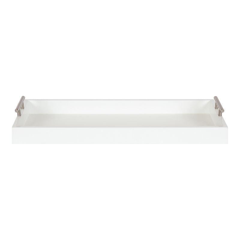 Lipton Sleek White and Silver Wood Decorative Tray, 10x24