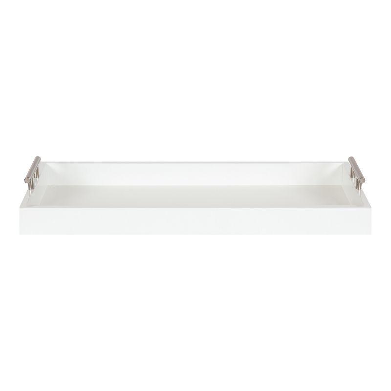 Kate and Laurel Lipton Tray, 10x24, White and Silver