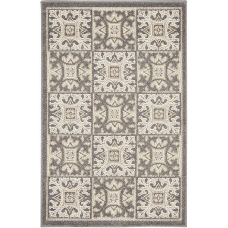 Elysian Ivory Grey Geometric Flat Woven Indoor/Outdoor Rug 32"x48"