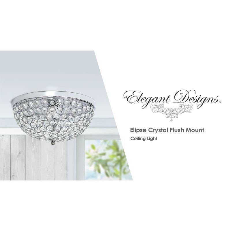 13" Elipse Crystal Flush Mount Ceiling Light Bronze - Elegant Designs: UL Listed, Metal Body, Dome Shade