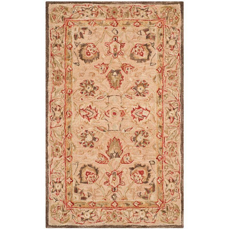 Hand-Tufted Beige Floral Wool Area Rug, 4' x 6'