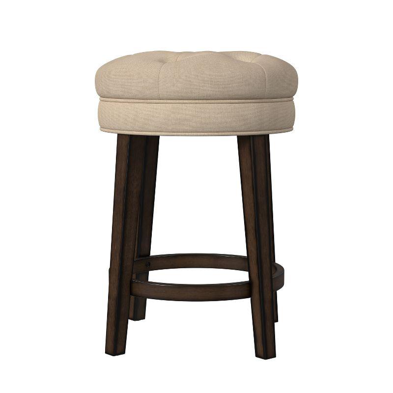 Krauss Backless Counter Height Barstool: Linen Upholstery, Charcoal Wood Frame - Hillsdale Furniture