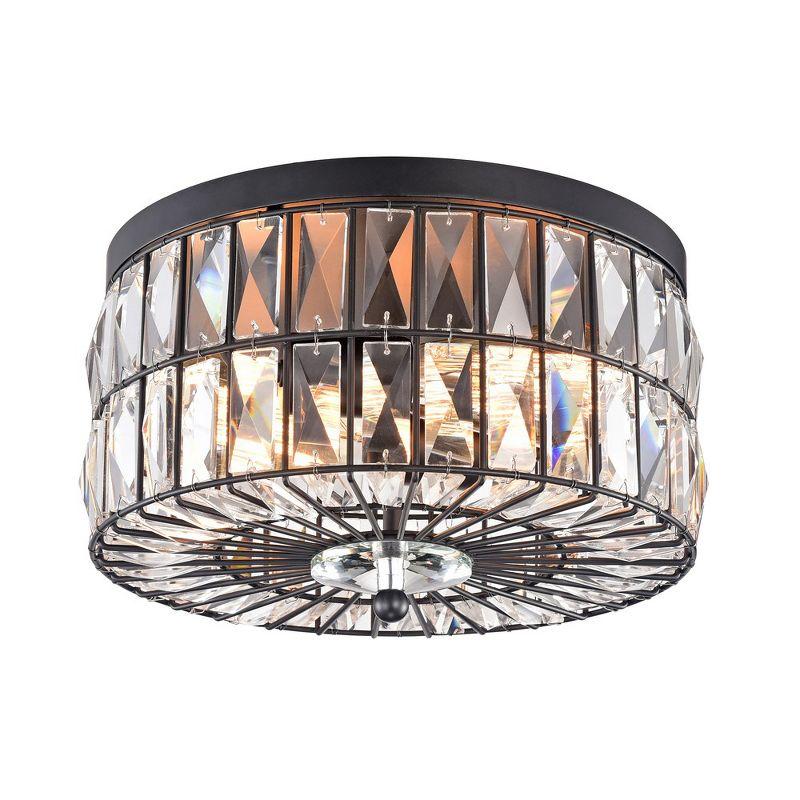 Matte Black Crystal Drum Flush Mount Ceiling Light