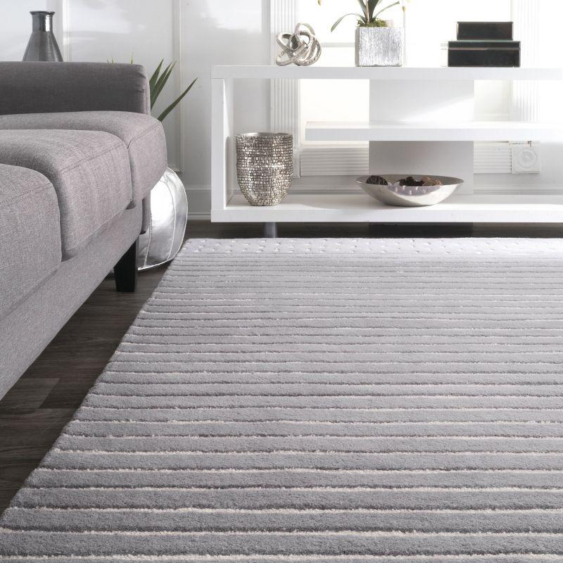 Hand-tufted Striped Gray Wool Kids' Area Rug 4' x 6'