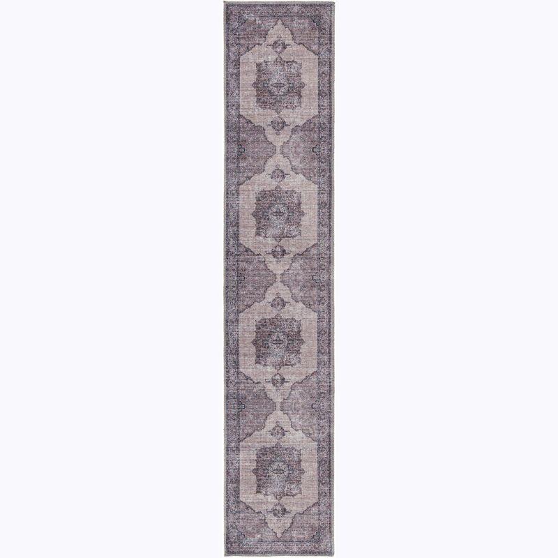 Ivory Floral Chenille Washable Runner Rug