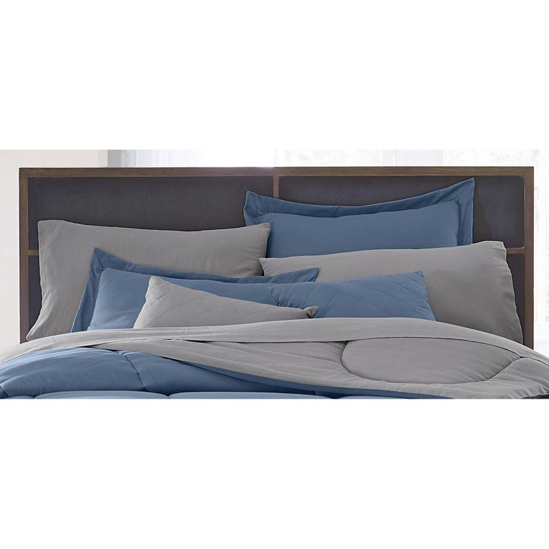 BrylaneHome BH Studio Reversible Pillow Sham - Standard, Ocean Blue Marine Blue