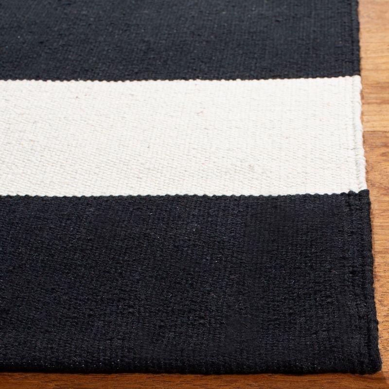 Mati Coastal Black Stripe Handwoven Wool-Cotton Runner Rug