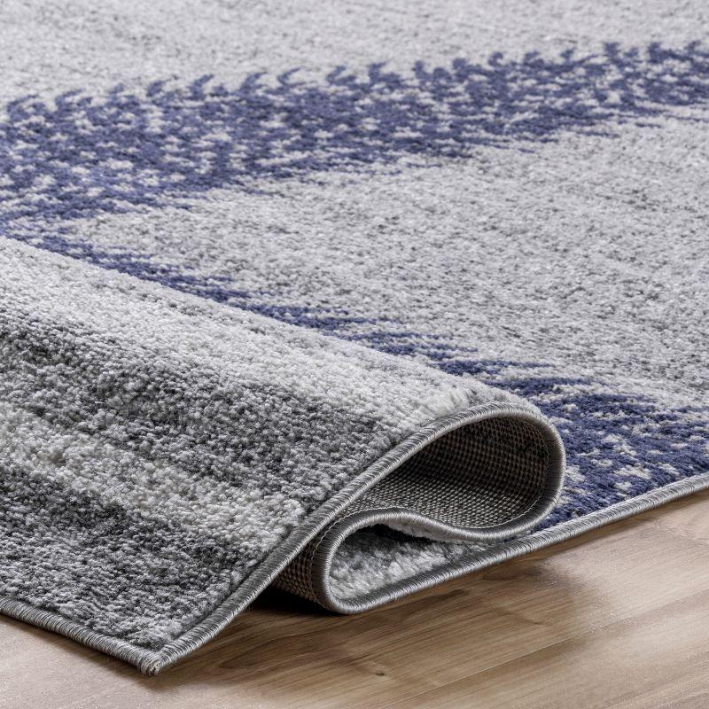 Coastal Charm Gray Stripe and Starfish 49" Wool-Blend Area Rug