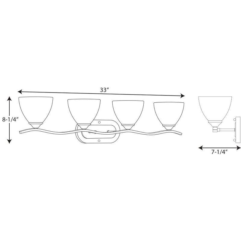 Brushed Nickel 33" 4-Light Bath Vanity with Glass Shades