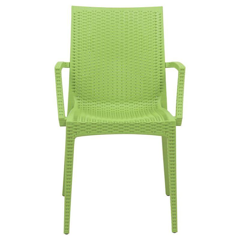 LeisureMod Mace Modern Dining Arm Chair for Indoor and Outdoor Home in Green