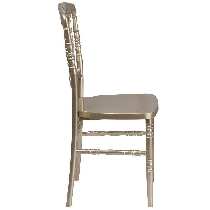 Elegant Gold Resin Napoleon Stacking Chair with Cushion Comfort