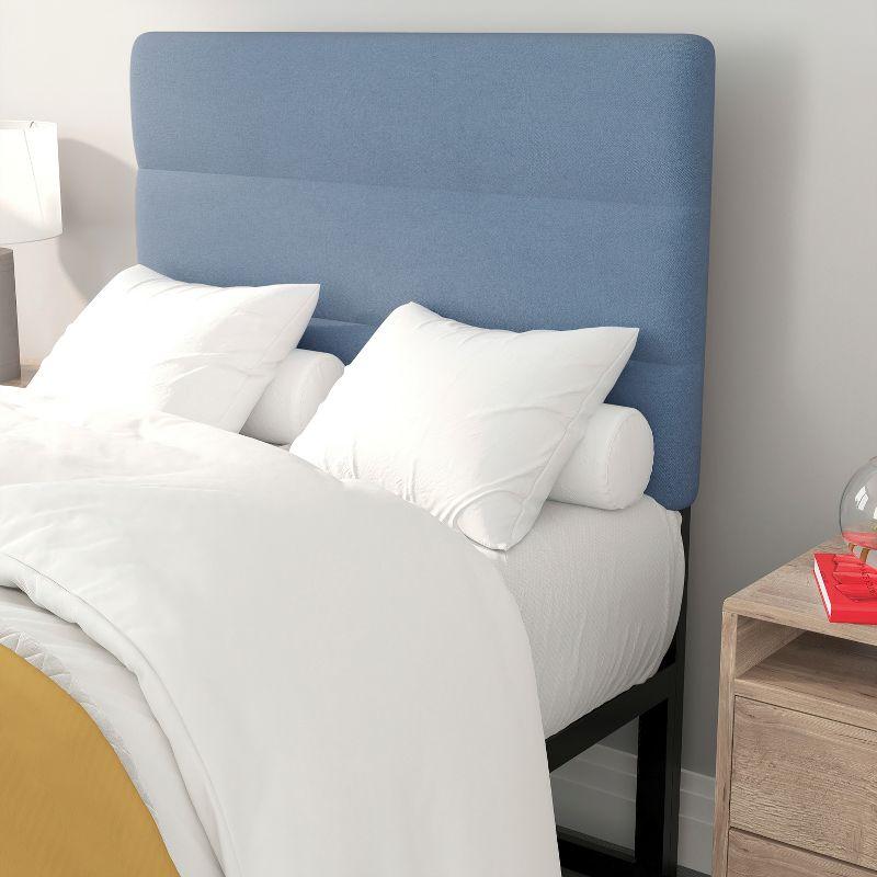 Flash Furniture Paxton Twin Channel Stitched Fabric Upholstered Headboard, Adjustable Height from  44.5" to 57.25" - Blue