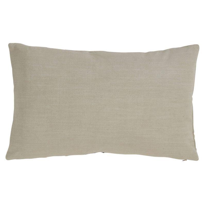 Beige Cotton Throw Pillow with Dual Stripe Design