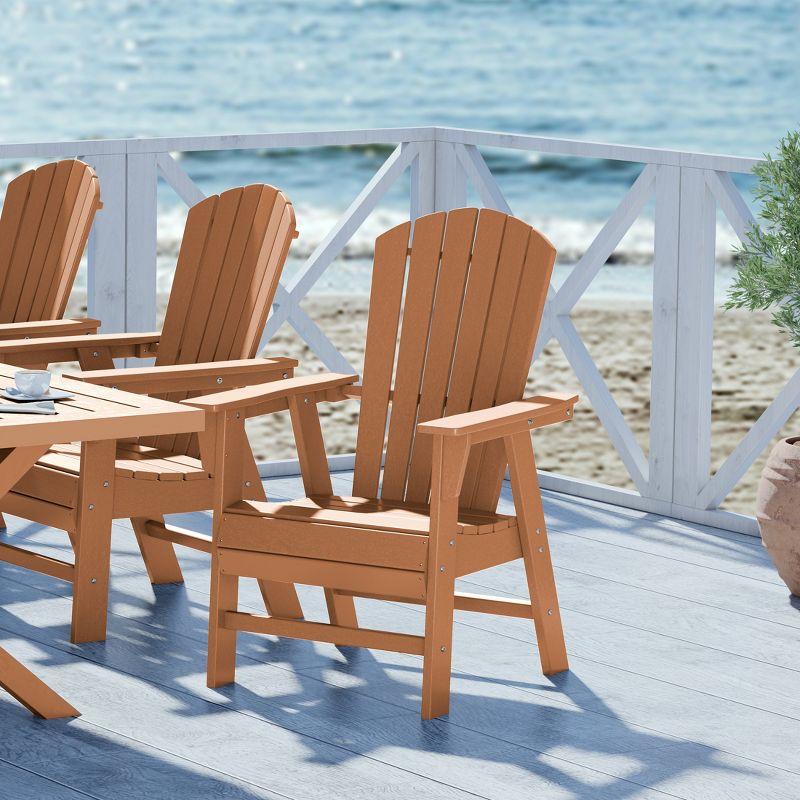 WestinTrends Outdoor Patio Shell-back Adirondack Dining Chair Weather Resistant, Teak