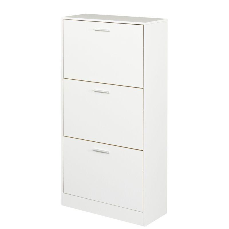 Shoe Cabinet with 3 Flip Drawers, Freestanding Shoe Storage Organizer, Hidden Narrow Shoe Rack for Entrance Hallway Living Room White