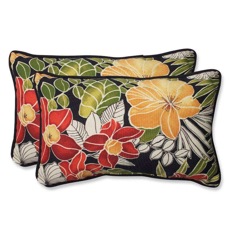 Pillow Perfect Clemens Noir Floral Indoor/Outdoor Reversible Throw Pillow (Set of 2)