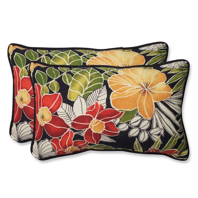 Clemens Noir Floral Indoor/Outdoor Reversible Throw Pillow