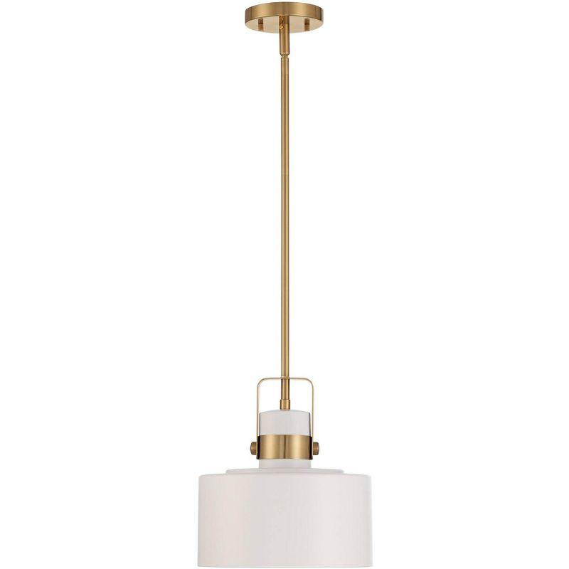 Soft Gold Mini Pendant Lighting 10" Wide Modern Matte White Drum Shade Fixture for Dining Room Home Foyer Kitchen Entryway Bedroom