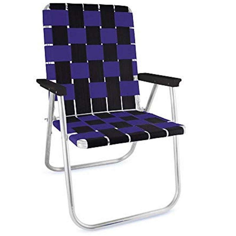 Lawn Chair USA Folding Aluminum Classic Webbed Chair (Black and Purple)