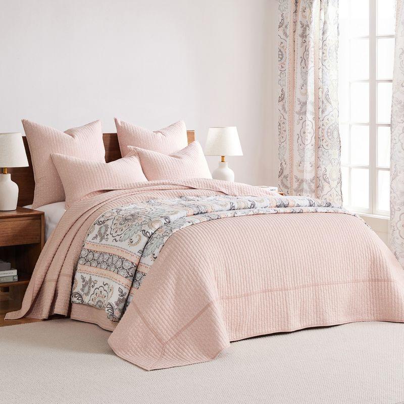 Blush Cotton Reversible Full Bedspread Set