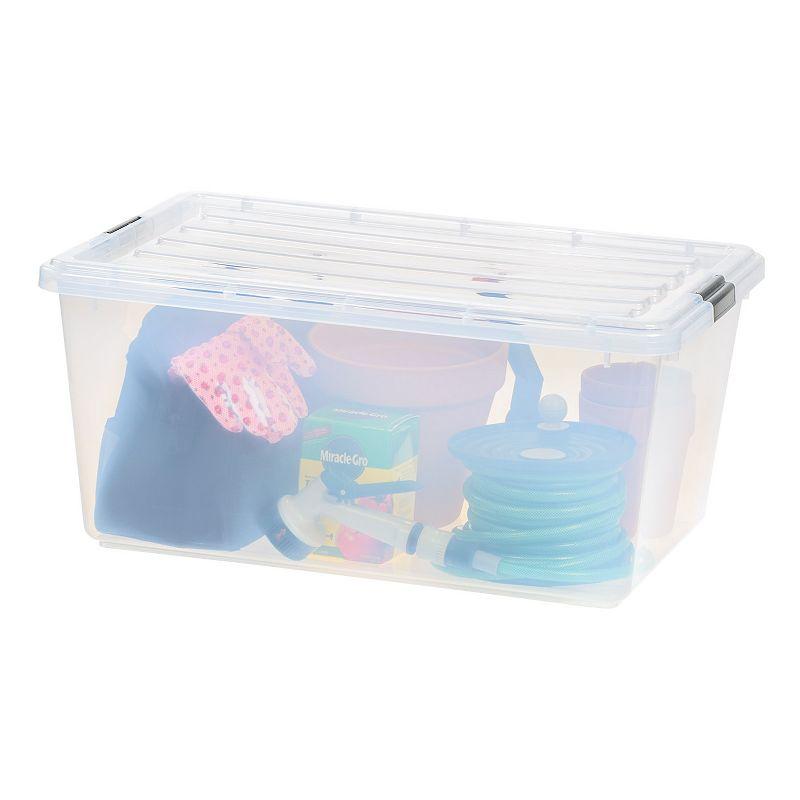 Clear Polypropylene Stackable Storage Bin with Latch Lid, 68 Quart