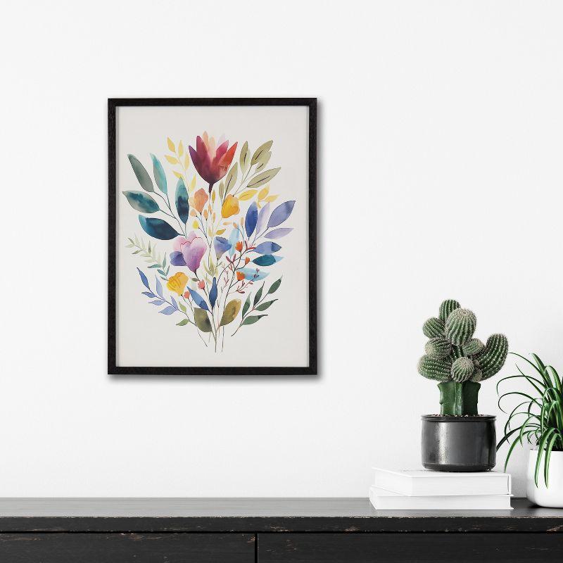 Kate & Laurel All Things Decor 12"x16" Gallery Jewel Tone Botanical Watercolor Bouquet Print by The Creative Bunch Studio Black