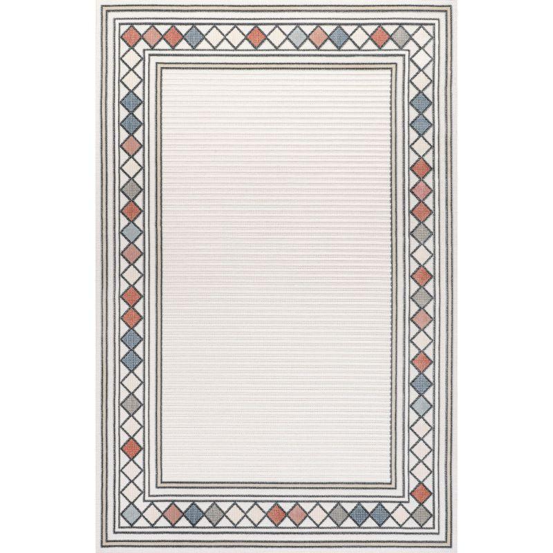 JONATHAN Y Sebastian High-Low Modern Diamond Border Classic Indoor/Outdoor Area Rug