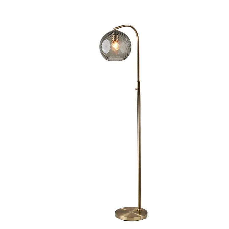 Camden Antique Brass Floor Lamp with Smoked Glass Globe