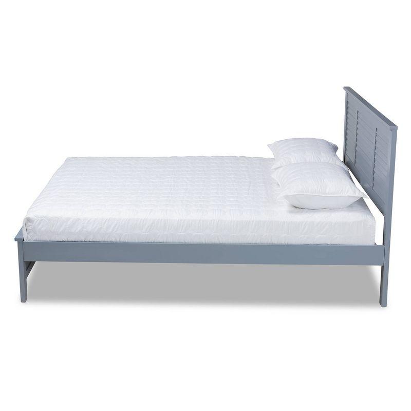 Gray Upholstered Wood Full Platform Bed with Headboard