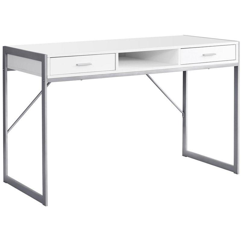 Monarch Specialties Computer Desk Home Office Laptop Storage Drawers 48InchL Work Metal Laminate White Grey Contemporary Modern