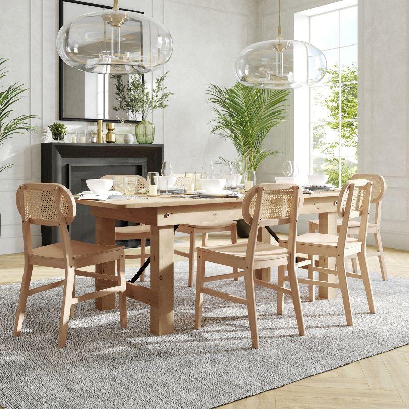 Flash Furniture Jacob Set of 2 Commercial Cane Rattan Dining and Event Chairs with Solid Wood Frame and Seat