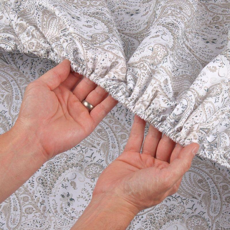 Mellanni Brushed Microfiber Sheet Set, King, Paisley Gray, 4 Piece
