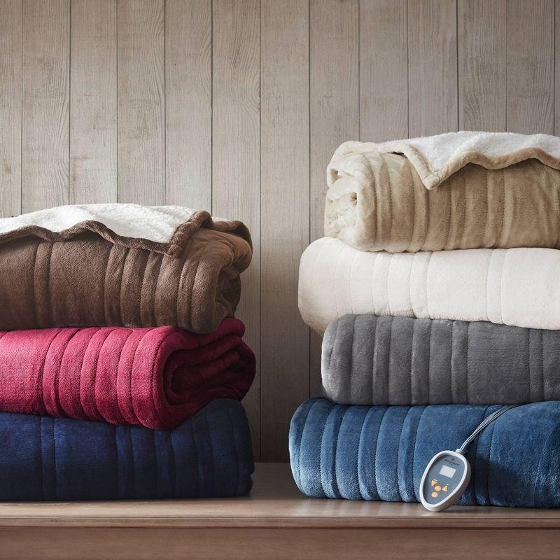 Woolrich Woolrich Heated Plush to Berber Sapphire Blue Blanket Queen