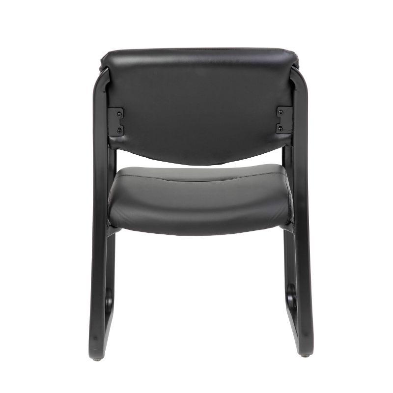 Elegant Black LeatherPlus Guest Chair with Metal Sled Base