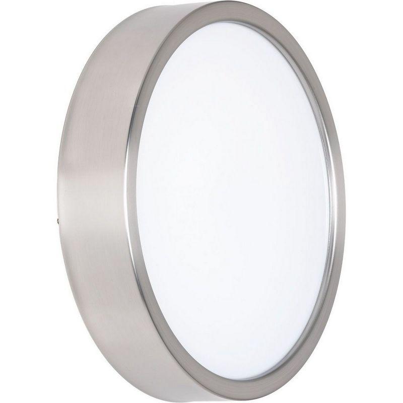 Progress Lighting Portal 1-Light LED Flush Mount, Brushed Nickel, White Acrylic Shade