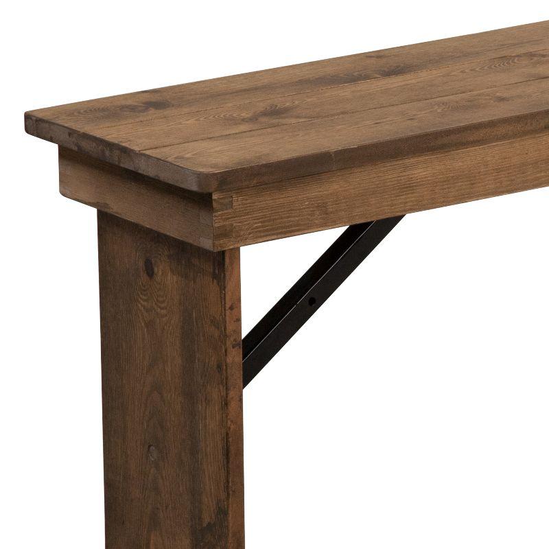 Merrick Lane 40" x 12" Antique Rustic Solid Pine Folding Farmhouse Style Bench