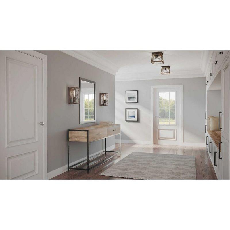 Progress Lighting Briarwood 1-Light Flush Mount, Antique Bronze, Faux-Painted Wood Shade