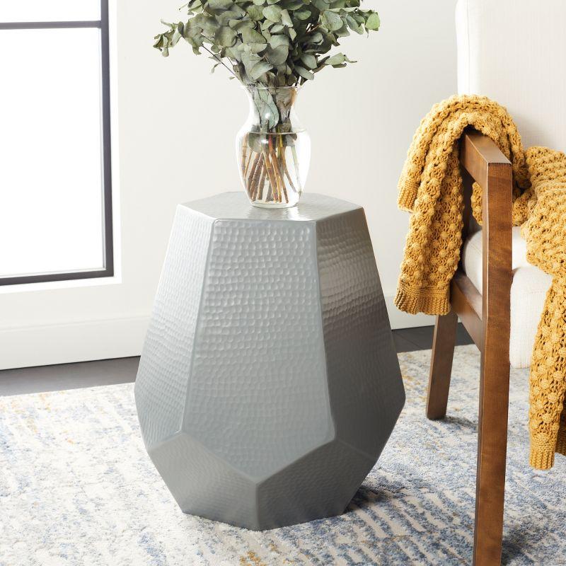 Aidan Hexagonal Dark Grey Hammered Aluminum Stool