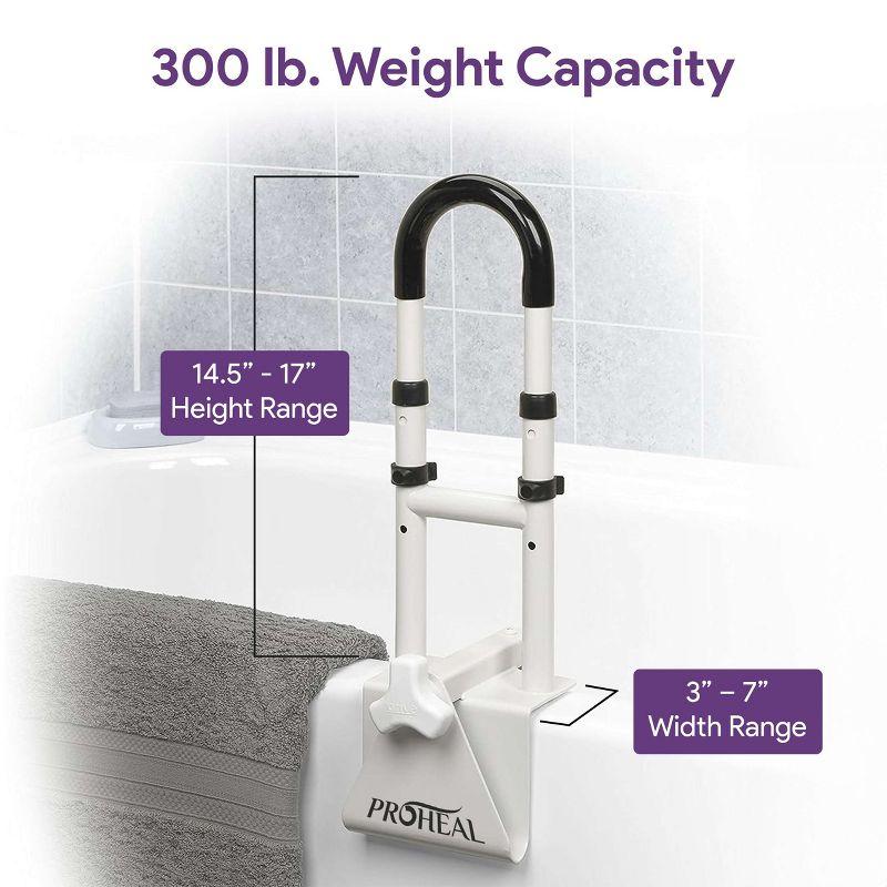 Adjustable Bathtub Grab Bar for Seniors and Fall Risk Patients - Safety Handle Rail for Fall Prevention - Universal Clamp On Bar