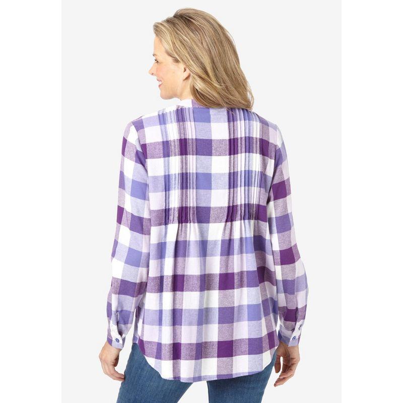 Woman Within Women's Plus Size Pintucked Flannel Shirt