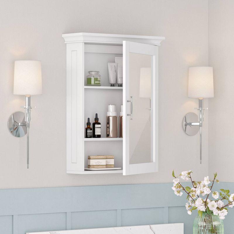 RiverRidge Somerset Bathroom and Laundry Mirrored Wall Mount Storage Medicine Cabinet with Adjustable Shelf - White