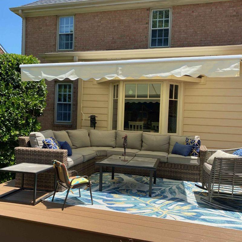Motorized Retractable White Frame Patio Awning