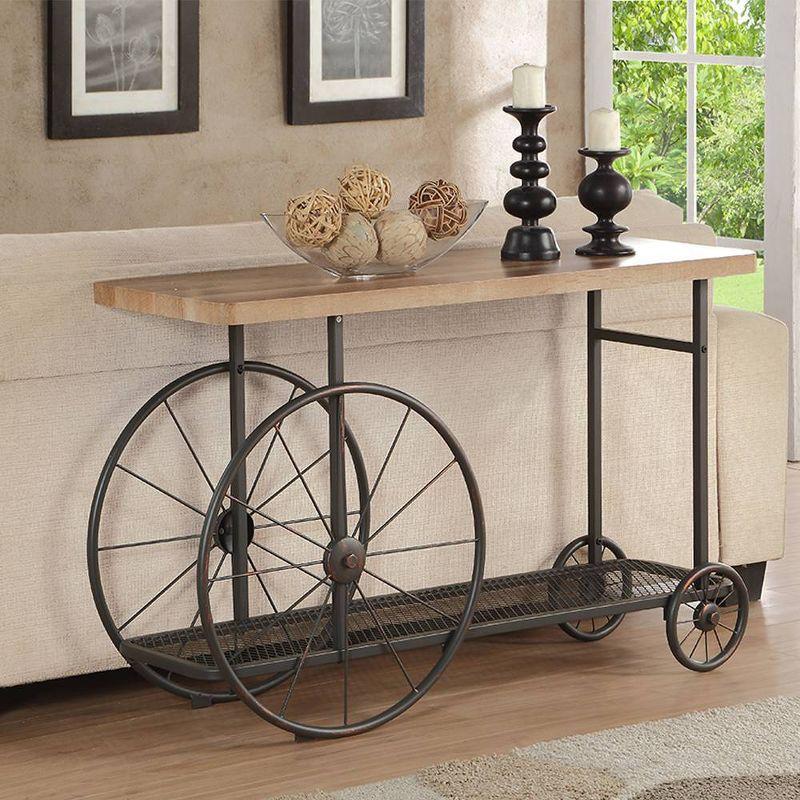 Francie 48" Accent Tables Oak and Antique Gray - Acme Furniture