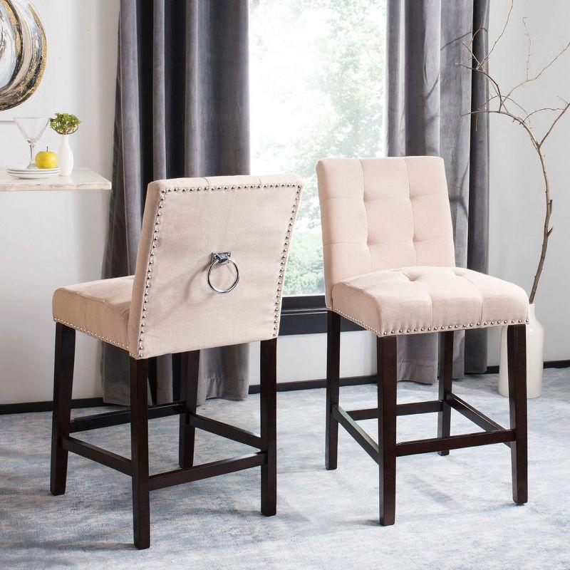 Nikita Counter Stool (Set of 2) - BST6303 - Beige/Espresso - Safavieh